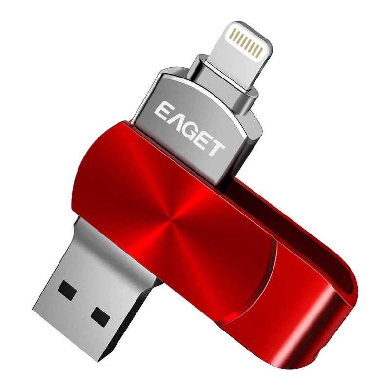 EAGET I66 флеш-накопитель USB 3,0, 64 ГБ, для iPhone 8, 7 Plus, молния, металлическая ручка-накопитель, U диск для MFi iOS10, карта памяти, 128 ГБ