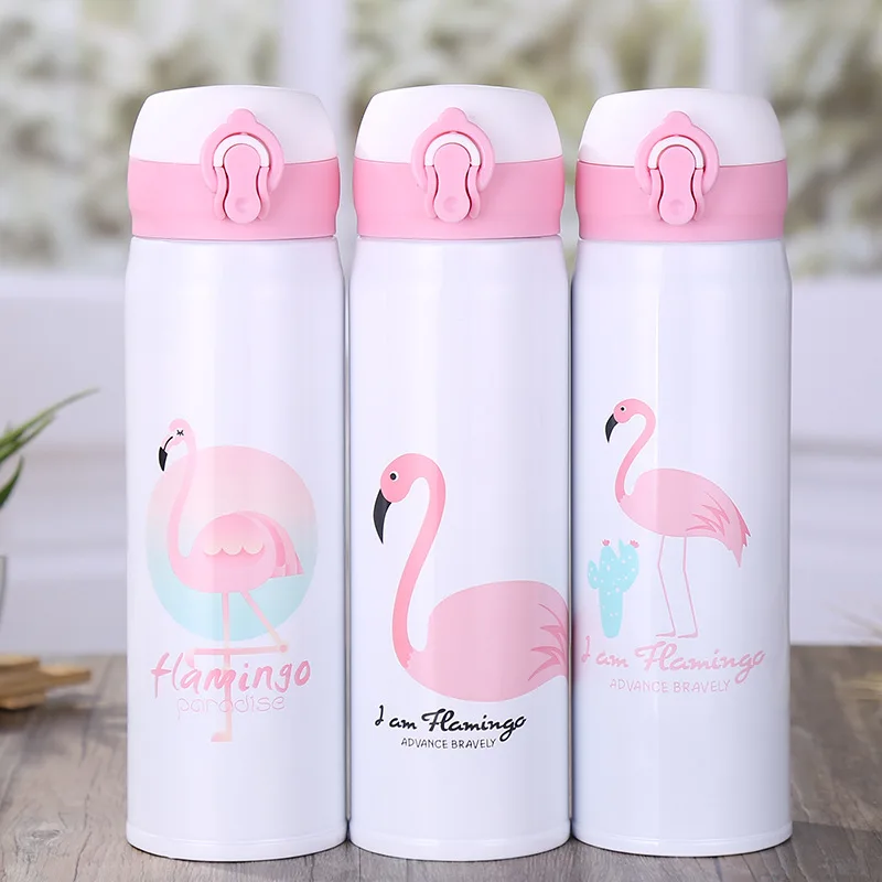 Original Pink Flamingo Stainless Steel Thermos Bottle Women Cute