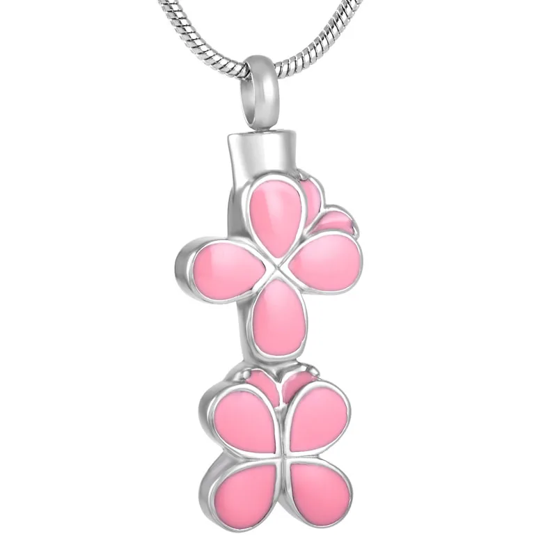 

IJD8554 Stainless Steel Waterproof Multicolor Crystal Butterfly Pendant Commemorative Remains ashes Souvenir Necklace Jewelry