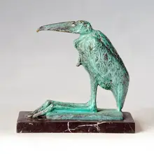 ATLIE Бронзовая статуя сидящей птицы, антикварное искусство, украшения для дома, медное ремесло, подарок