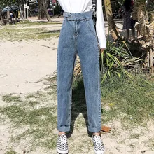Женские прямые джинсы с высокой талией, синие свободные джинсовые штаны, брюки, Осень-зима, новые винтажные женские облегающие джинсы