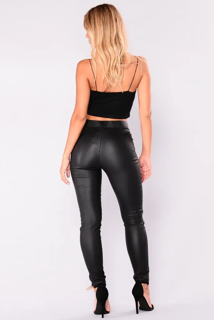Новые женские брюки из искусственной кожи эластичные черные узкие брюки с эффектом пуш-ап однотонные черные брюки