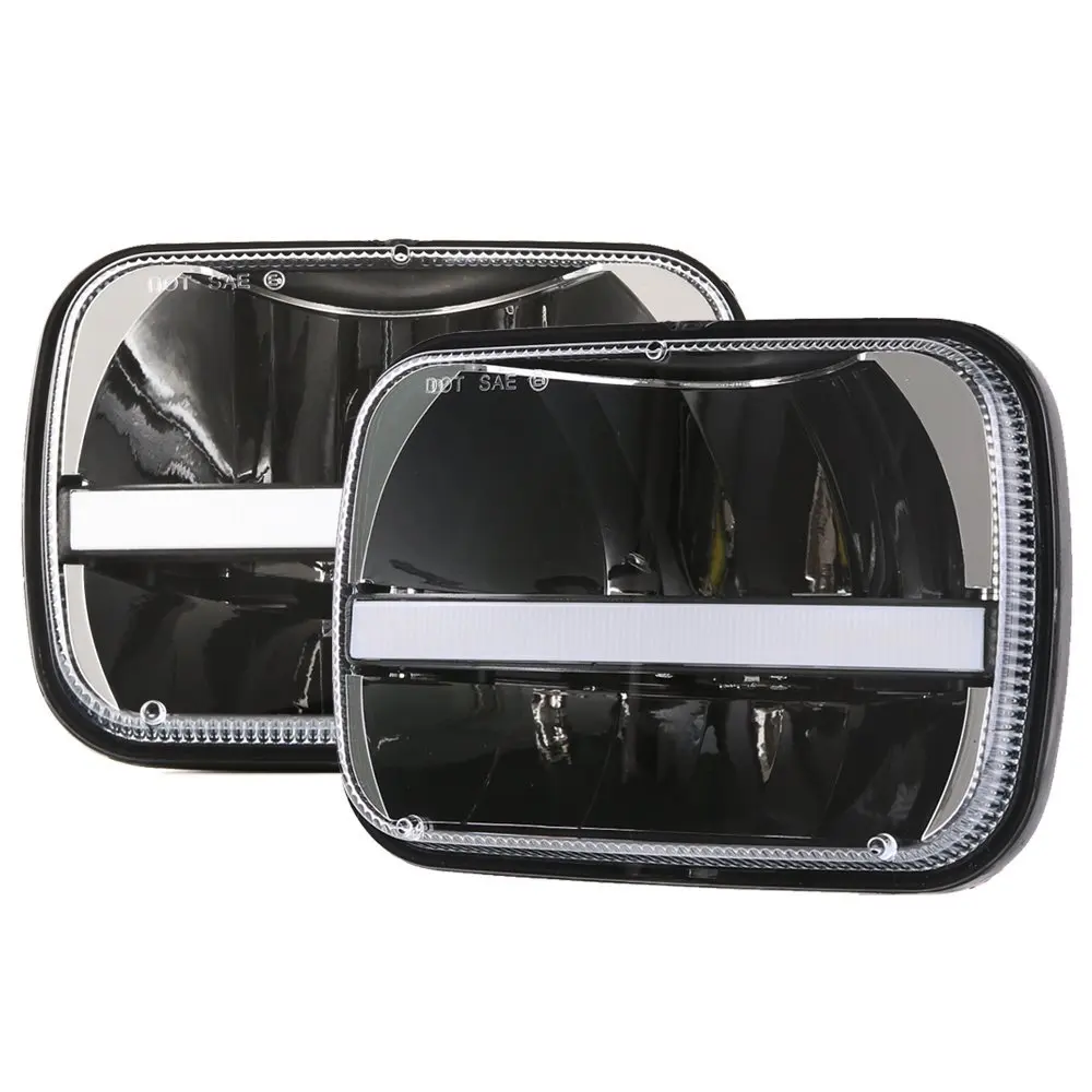 DOT approved 5 x 7inch Rectangular LED Headlights DRL Turn Signal for Jeep Wrangler YJ Cherokee XJ Trucks Offroad Headlamp Replacement H6054 H5054 H6054LL 69822 6052 6053.jpdg