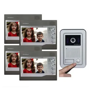 

ZHUDELE Home Security Intercom System Doorbell Kits 4X7"Video Door Phone Monitors+1XHD IR Camera w/t Waterproof Cover