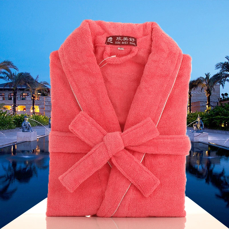 Women bathrobe cotton white towel fleece kimono men s font b robe b font pijamas font