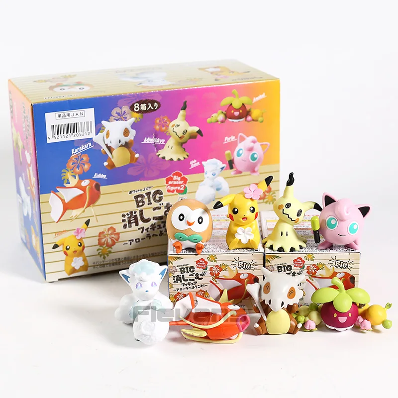 

Monsters Center Hoothoot Mimikyu Vulpix Jigglypuff Cubone Magikarp Bounsweet PVC Figures Toys Dolls Gifts 8pcs/set