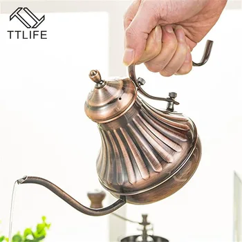 

TTLIFE Stainless Steel Long Spout Coffee Kettle Teapot Tea Kettle Tools Pour Over Coffee Cup Kitchen Tools Hand Punch Drip Pot