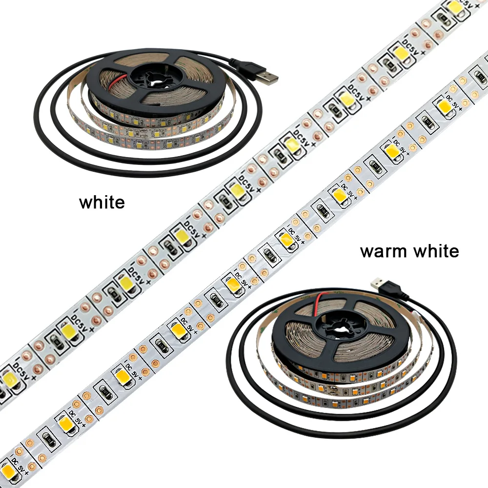 USB Светодиодная лента 2835 SMD DC5V гибкий светодиодный светильник 1 м 2 3 4 5 М HD ТВ
