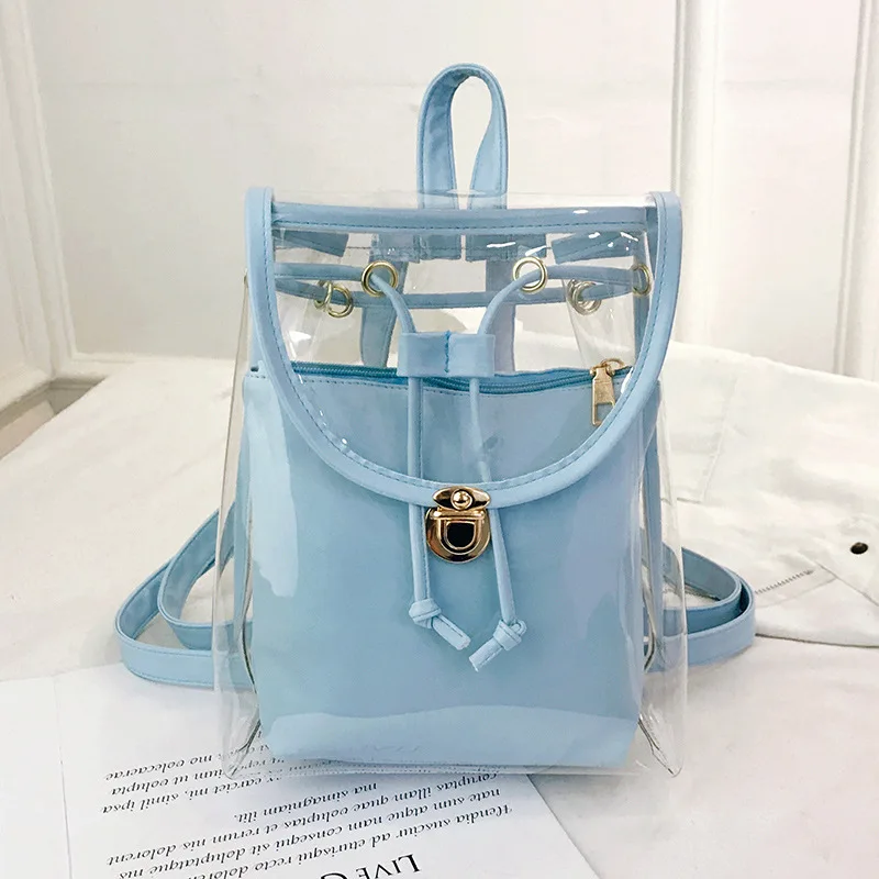 

031519 new hot lady small PVC transparent backpack girl mini travel bag