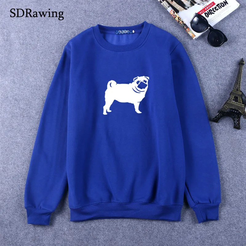  Funny cute Pug dog print cotton Sweatshirts for women girlfriend Graphic Sweatshirts summer casual 