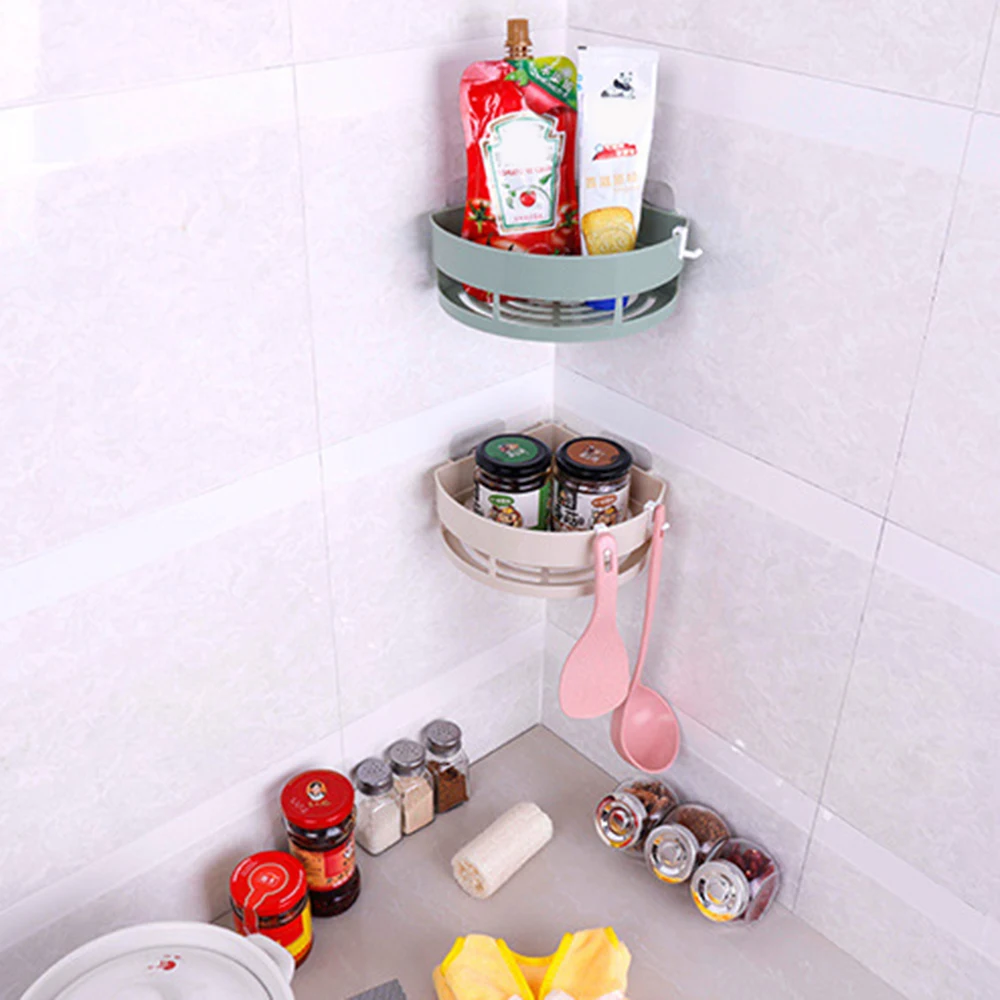 Bathroom Suction Cup Corner Shelf Shower Basket Caddies Rack Home Toolin Storage Holders