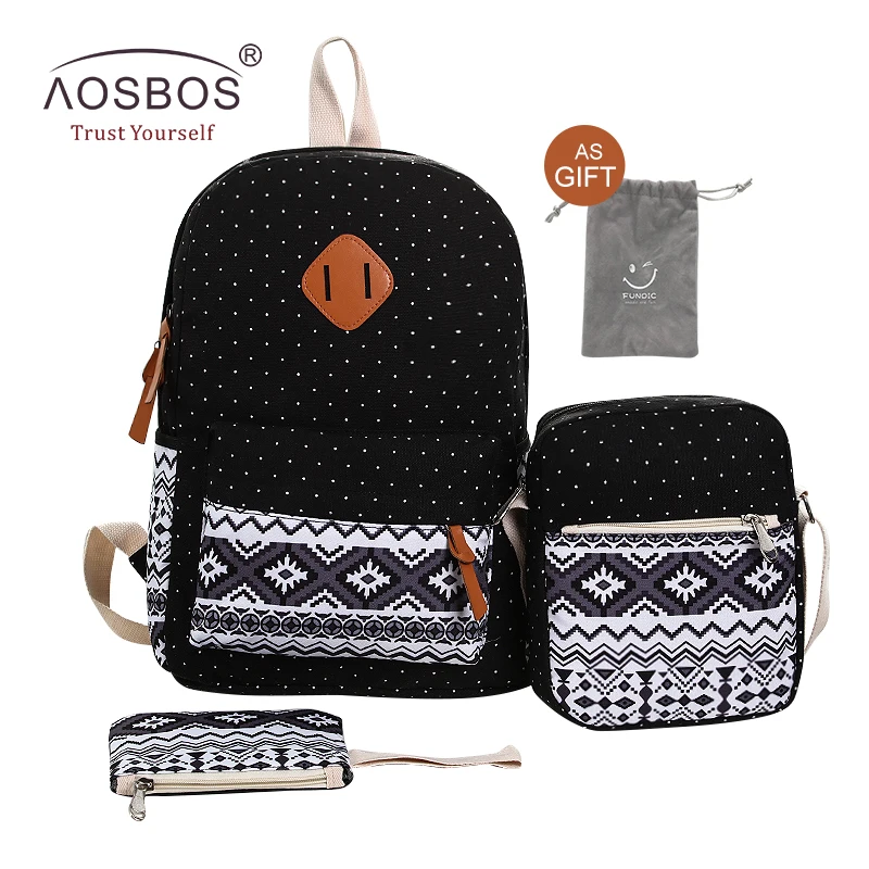 Aosbos 3 шт./компл. стильные парусиновые школьные сумки с принтом для девочек