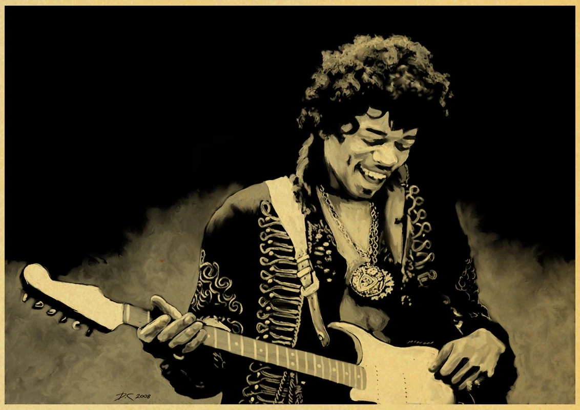 Джеймс Маршалл "Jimi" Hendrix декоративная живопись/Декор стен/Бар плакат/крафт-бумага/Ретро плакат