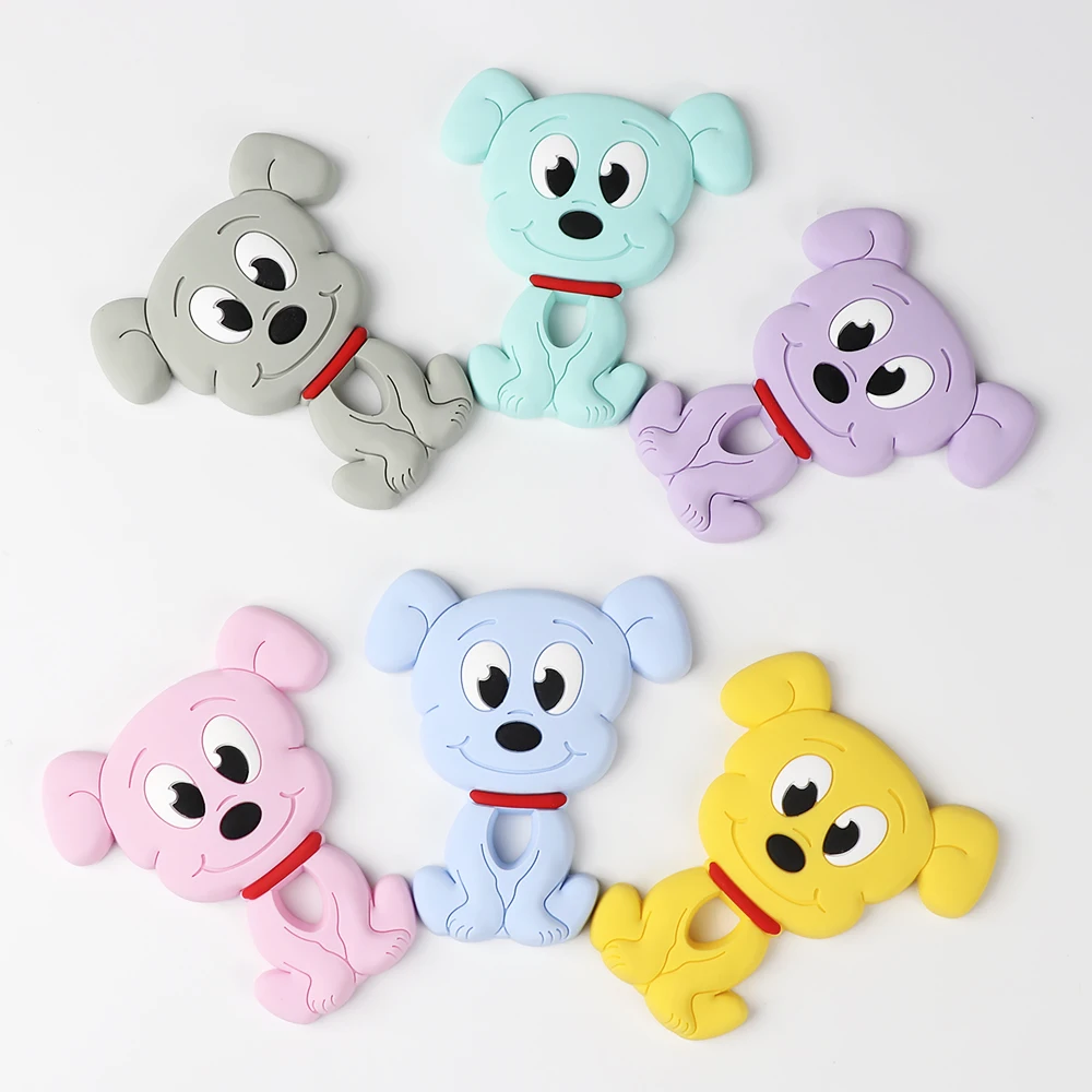 

TYRY.HU 10pc Silicone Teether Cartoon Animal Dog Food Grade Teether Teething Toy DIY Baby Gifts Pacifier Chain
