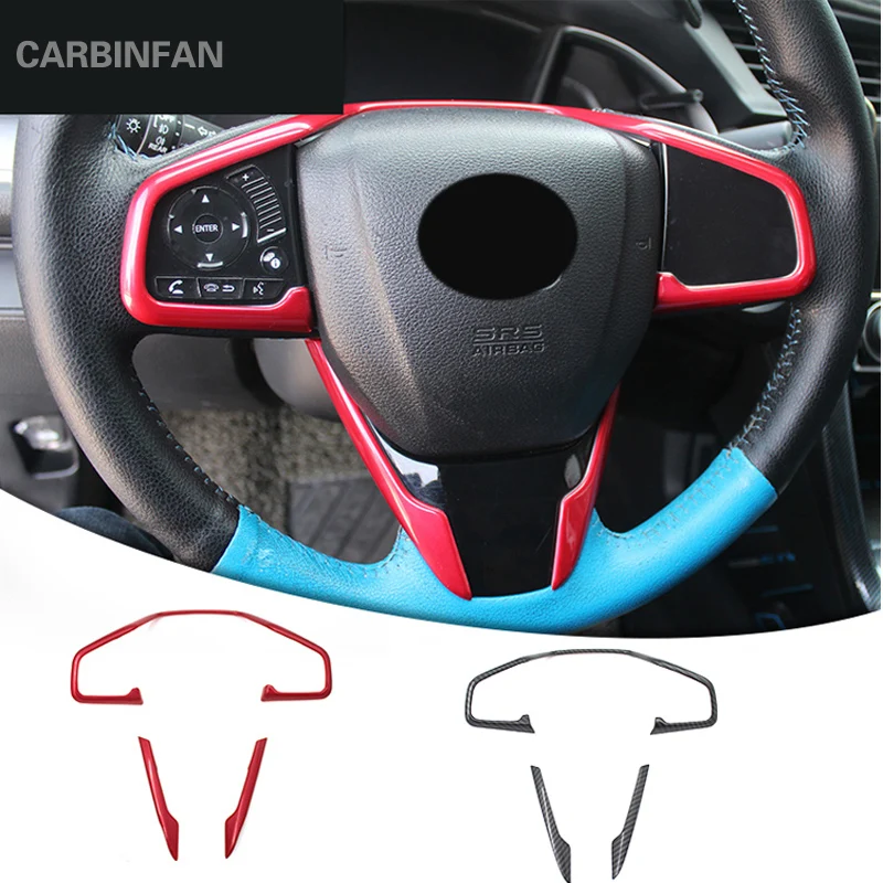 Для HONDA CIVIC 2016 2017 2018 тип R наклейка на рулевое колесо из АБС-пластика углеродного