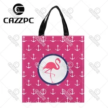 Якорь красоты Фламинго розовый узор индивидуальный принт водонепроницаемый нейлон тканевая сумка-шоппер Подарочная сумка Упаковка из 2