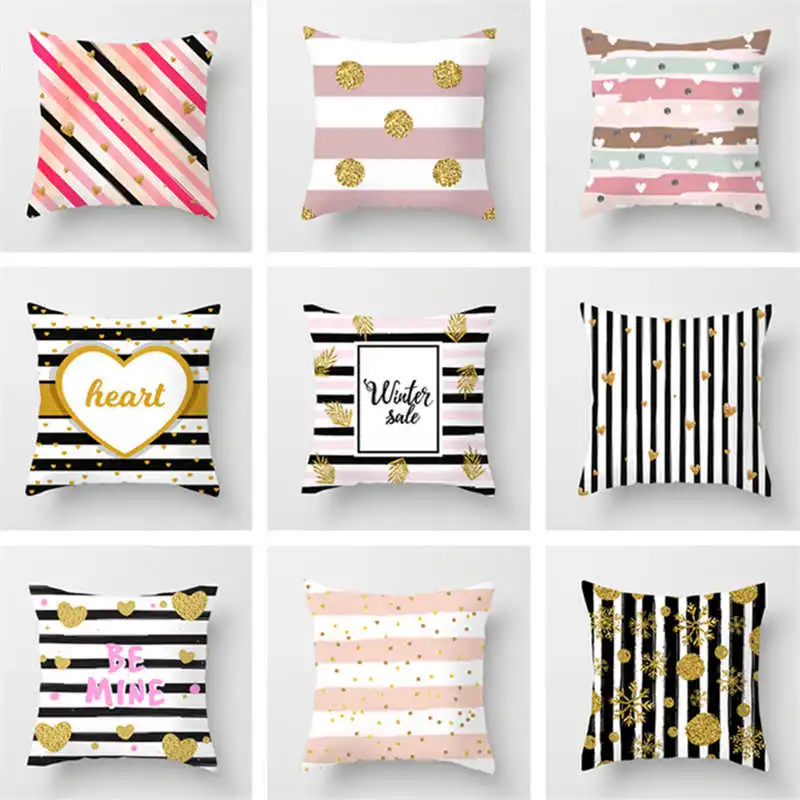 

multicolor print polyester pillow case decorative striped lattice geometry cushion cover