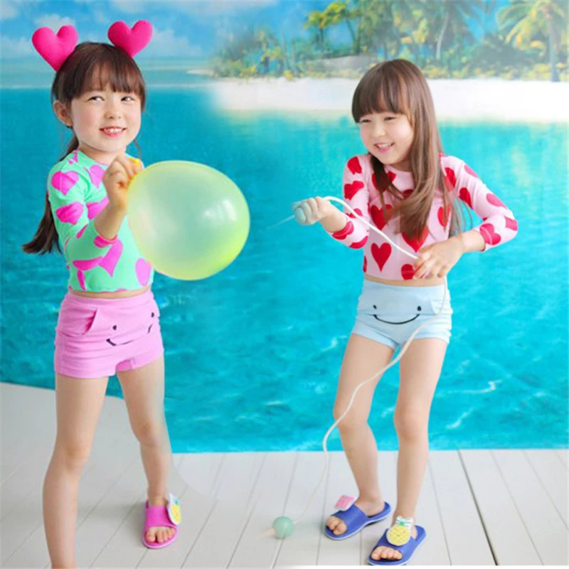 Baby 2 8 Years Old Girls Swimwear Two Piece Swimsuit Pink or Green with