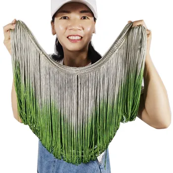 

YACKALASI 5 Yds Latin Fringe Tassel Dip Dye Omble Latin Dress Macrame Lace Samba Dancewear Trimming Sewing Trims Green