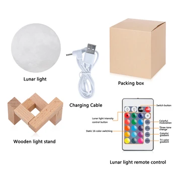 

1PC 3D Print Moon Lamp USB LED Night Light Touch Color Changing Light Home Decoration 8cm/15cm