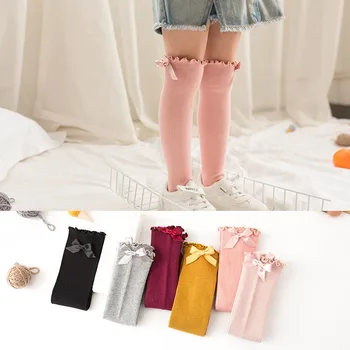 

Baby Girl Ribbon Bow Lace Design Cotton Long Socks Children Soft Crib Leg Warmer