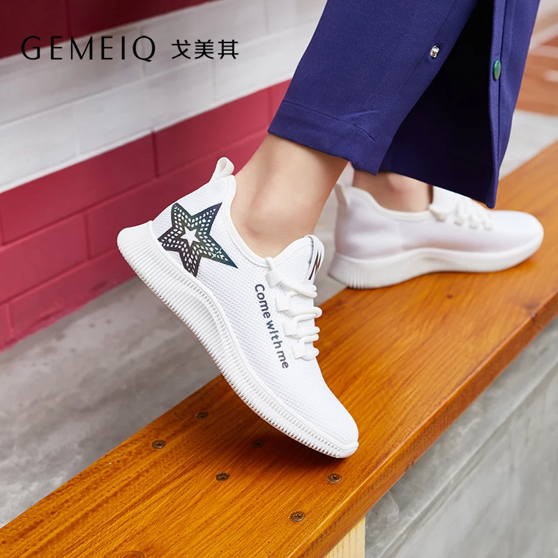 

GEMEIQ 2019 New breathable mesh for women's shoes in summer The stars are white shoe joker sneakers