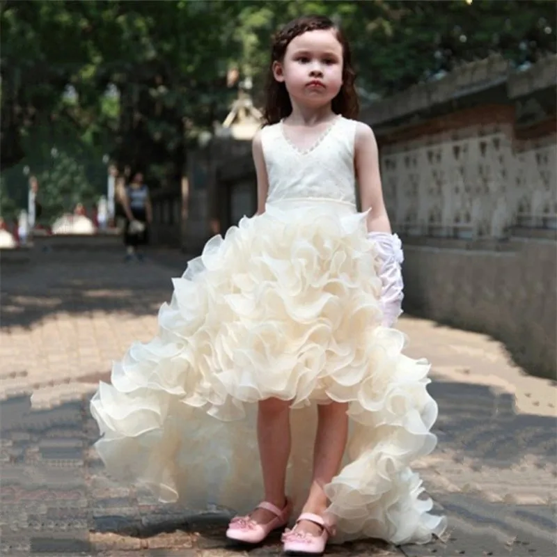 Kids Frock Designs Ruched 2015 Cute Flower Girl Dresses With Long Train ...