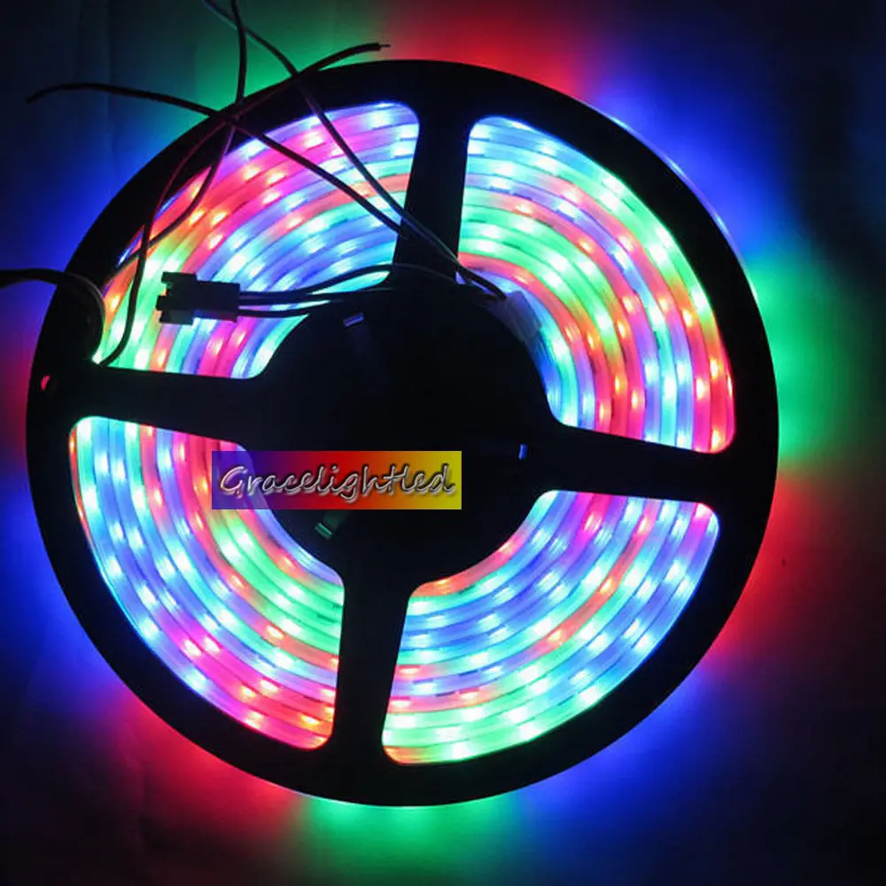 WS2811 5050 RGB Светодиодная лента 1 м 5 150 300 светодиодов Адресуемая DC12V IP60 IP65