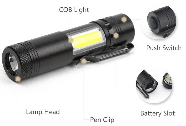5/10 шт 3800LUMS флэш-светильник COB рабочий светильник водонепроницаемый Linterna перезаряжаемый Lanterna от 14500 или AA батареи с зажимом для ручки