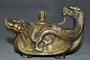 

marked old Chinese bronze Text word Dragon turtle statue Teapot tea tea maker