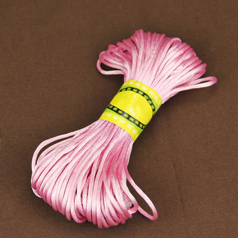 20 м/лот, сатиновые шнуры, сделай сам, шнур, нейлоновая веревка, аксессуары и фурнитура для детских силиконовых прорезывателей, бусы, ожерелье, ювелирный шнур - Цвет: pink