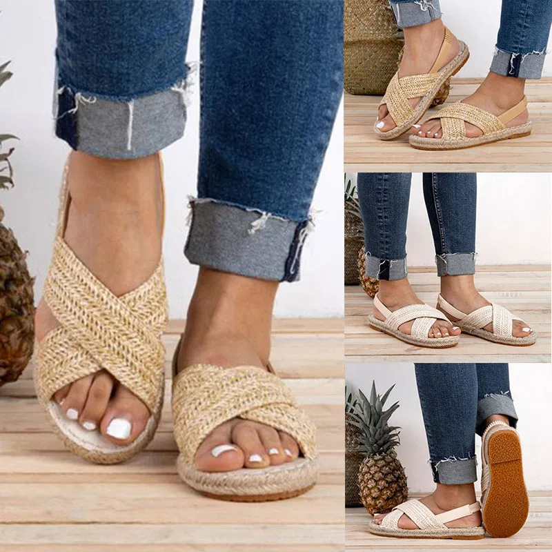 

2019 Contracted Rome Shoes for Women Summer Roman Beach Shoes Slip on FlatsSlides for Outdoor Shoes