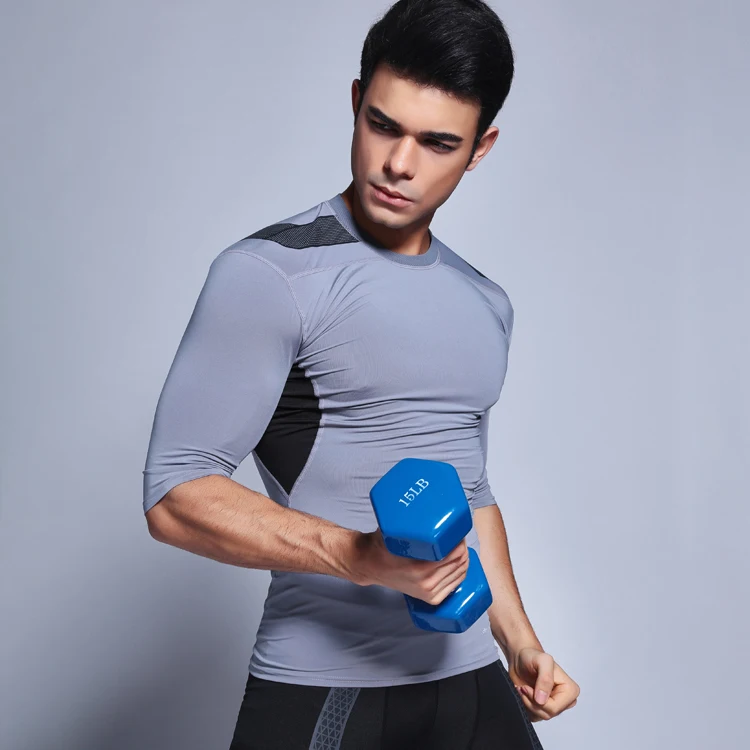 Mens half Sleeve Compression T Shirt Base Layers Under Tops Skins