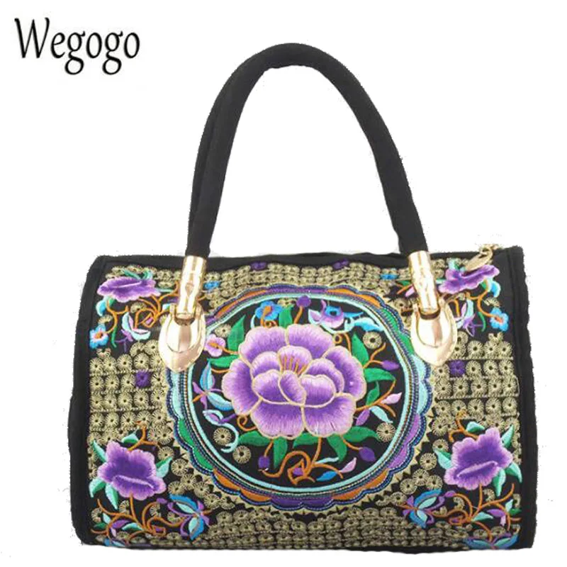 

Vintage Women Handbag Canvas Flower Embroidered Women Beach Totes Boho Embroidery Mandala Shoulder Messenger Bag For Woman