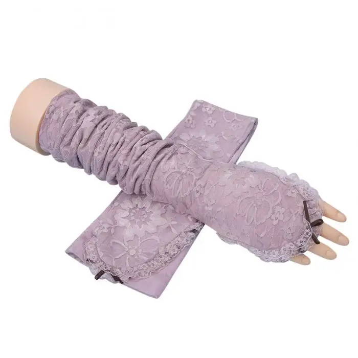 Newly 1 Pair Women Lace Arm Sleeves UV Protection Cooling Warmer Protective Gloves for Golf Cycling BFE88