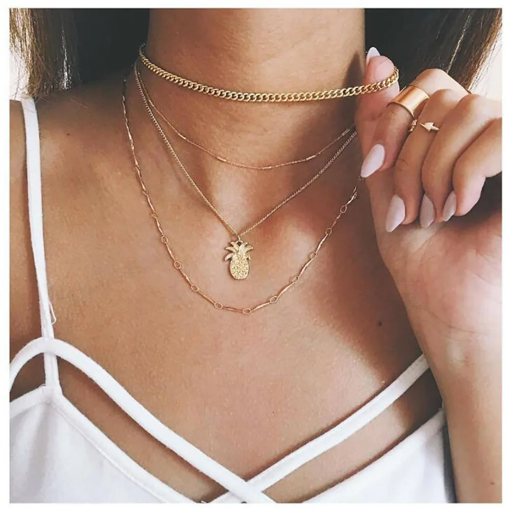MAA-OE богемное многослойное ожерелье с подвеской s для женщин модное Золотое геометрическое Очаровательное ожерелье в виде цепи, ювелирные изделия оптом - Окраска металла: No.6