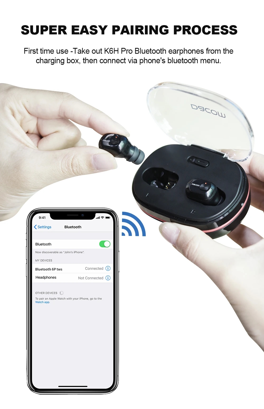 Dacom K6H Pro TWS Bluetooth наушники 5,0 беспроводные наушники TWS настоящие беспроводные наушники мини гарнитура PK i12 i10 tws