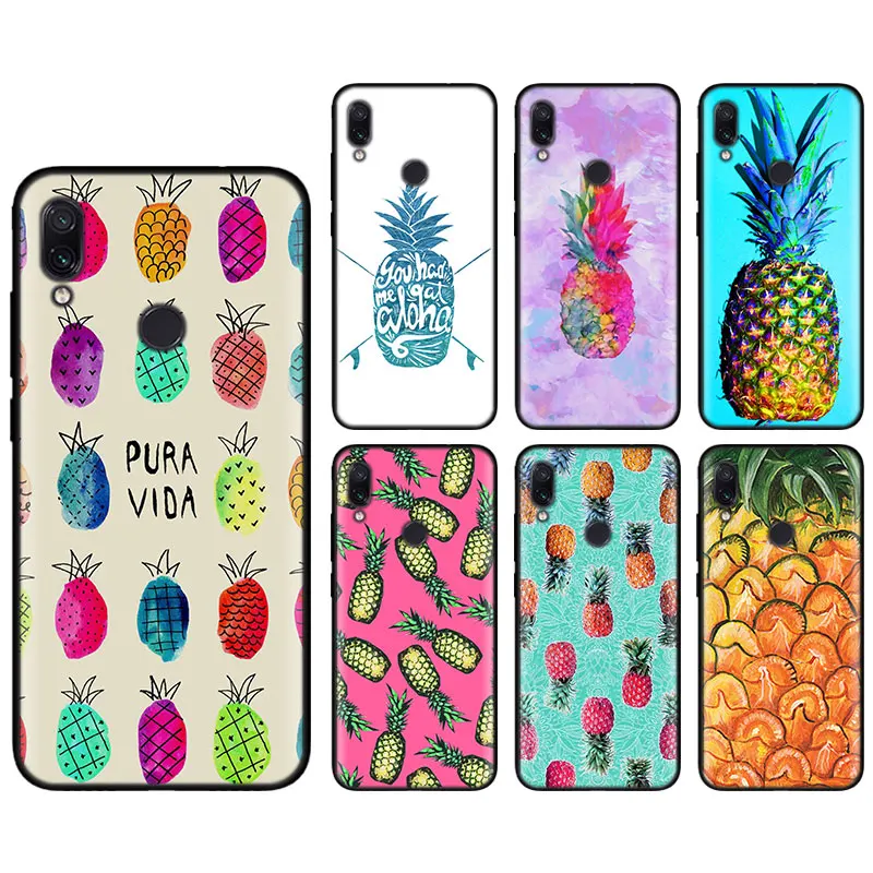 

Fresh Pineapple Fruit Silicone soft Cases for Xiaomi Redmi Note 7 6 Pro 5 Plus 6 6A Mi A1 A2 8 Lite Black TPU Phone case