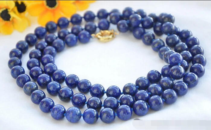 

huij 002110 REAL 50" 12mm round blue lapis lazuli bead necklace