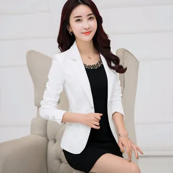 

6 Clors New 2019 Autumn Women Single Button Blazers Jackets Notched Long Sleeve Suit Short Coat Female Outwear Plus Size 5XL