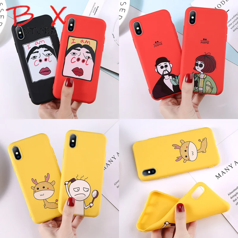 

Lovebay Phone Case For iPhone 6 6s 7 8 Plus X XR XS Max Cute Cartoon Letter Deer Smiley Face Soft TPU For iPhone 5 5S SE Cover