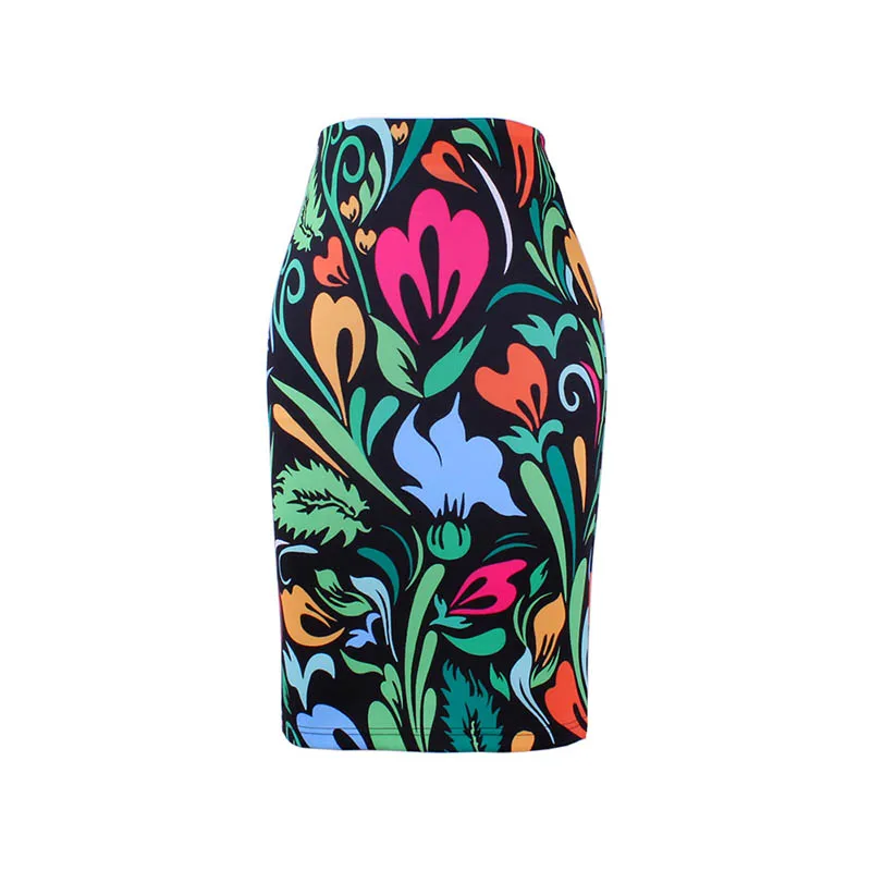 Женская юбка-карандаш с золотым цветочным узором в западном стиле, S-4XL, модная юбка средней длины в готическом стиле для девушек, большие размеры, низкая цена - Цвет: WWP004