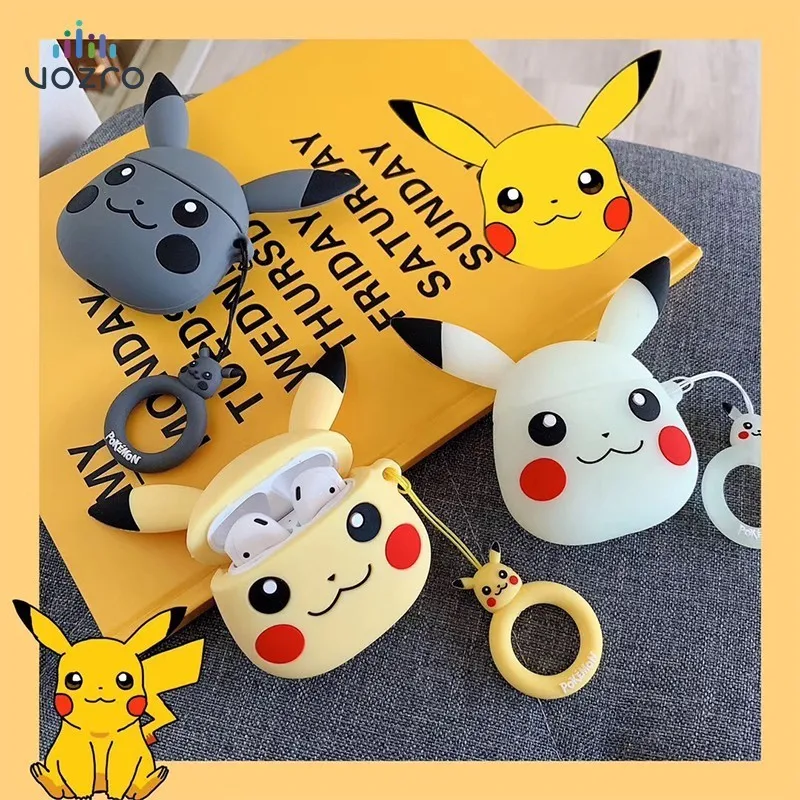 

VOZRO Pokemon Pikachu Wireless Bluetooth Earphone Case For Apple AirPods Silicone Headphones Cases For Airpods2 Protective Cover
