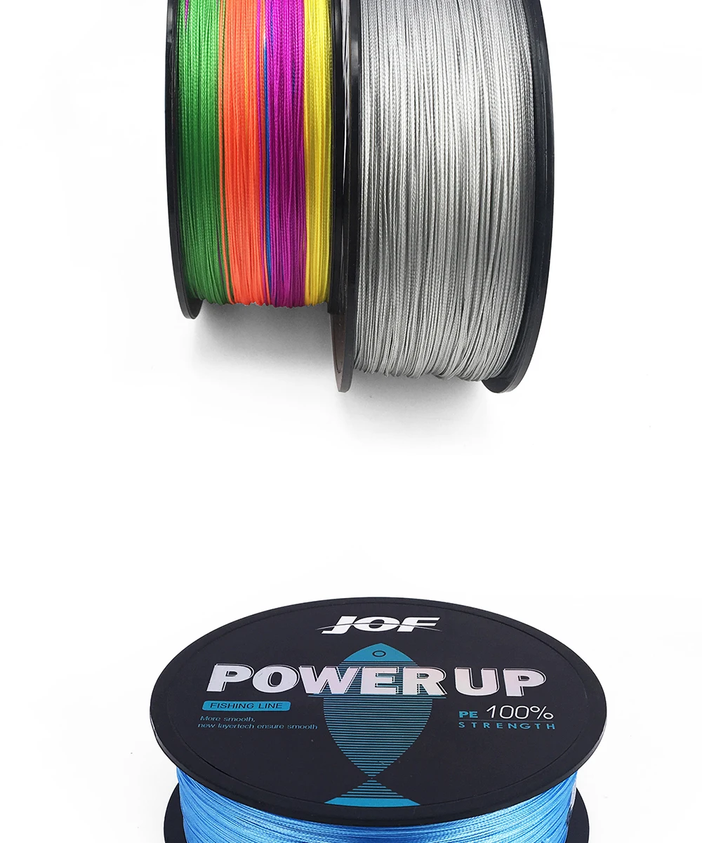 JOF POWERUP плетеная леска 500 м 8 нитей широкоугольный Tech Multifilament Braid PE Line Saltwater 20-88LB