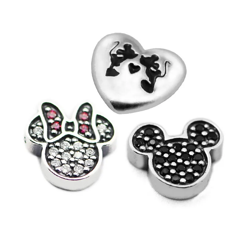 

100% 925 Sterling Silver Mouse & Christmas Petite Beads Fit Floating Locket Charms Pendants Necklaces DIY Gift for women PFS045