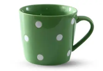 Милая керамическая креативная кружка с мультяшным рисунком в горошек, простая парная кружка с молоком для завтрака, Офисная кружка N172 - Цвет: green