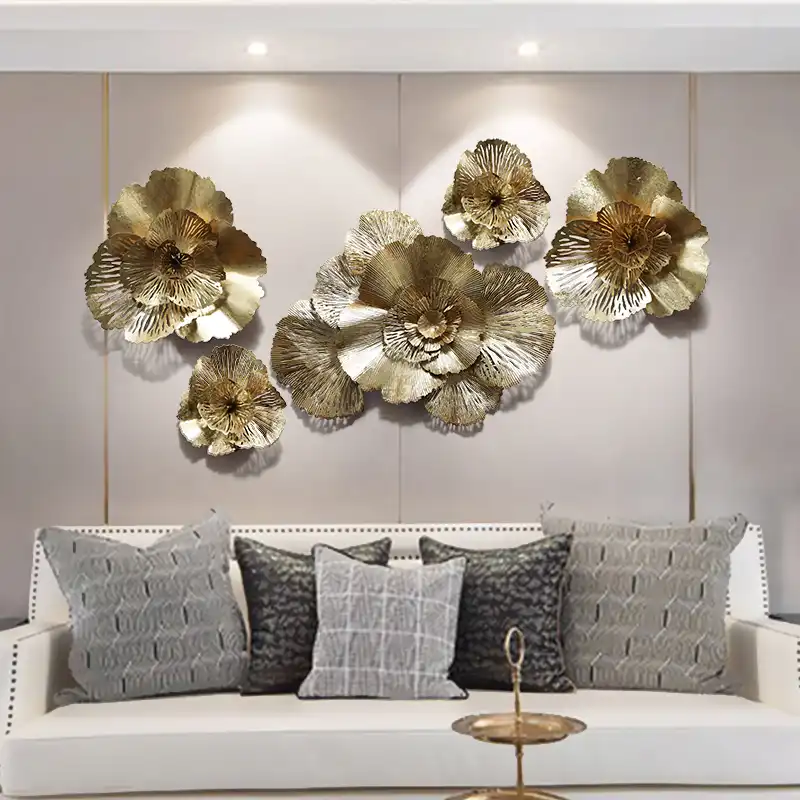European Wrought Iron Flower Luxury Gold Wall Hanging Crafts Home Livingroom Wall Decoration Sofa Background 3d Wall Sticker Art Wall Stickers Aliexpress