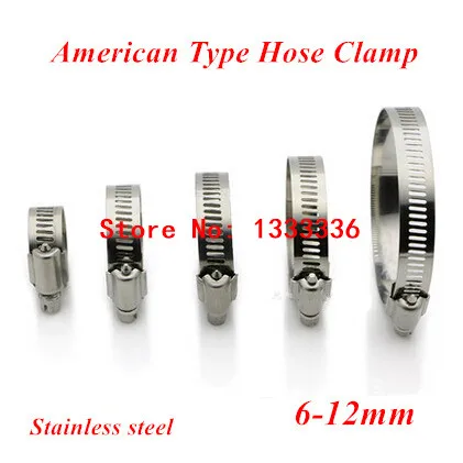

20pcs 6-12mm(6mm-12mm) American Type Screw Band Worm Drive Hose Clamps, 304 Stainless steel hose Hoop Pipe Clips