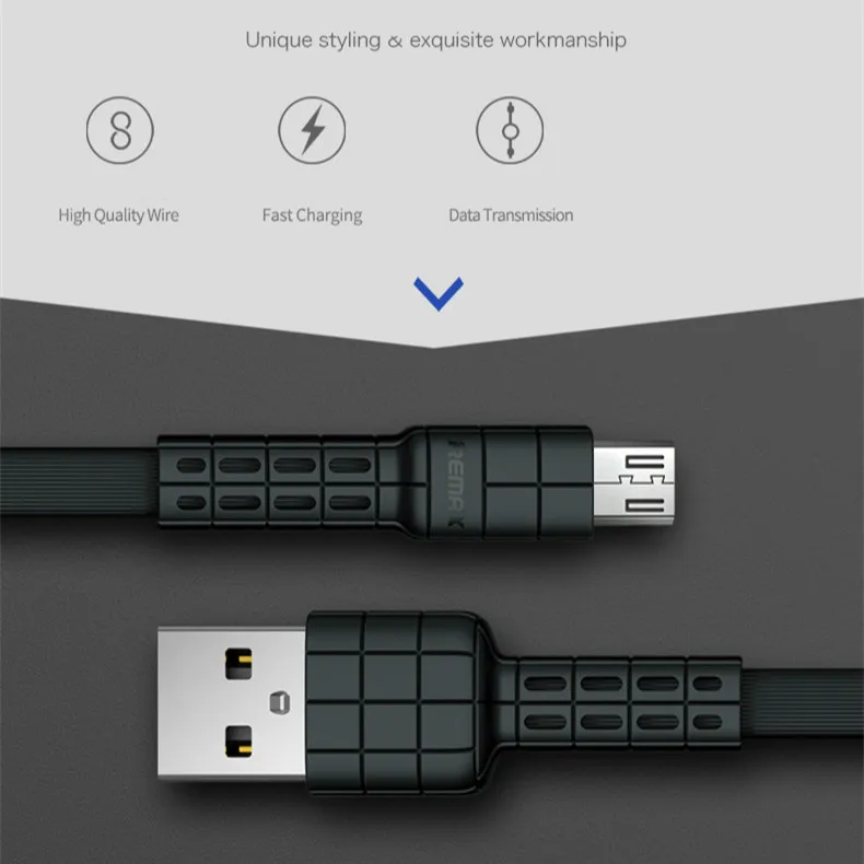 Remax Micro USB для iPhone Тип C Дата-кабель для зарядки плоский металлический зарядный кабель 2.4A прочный Быстрый зарядное устройство кабель для Iphone huawei