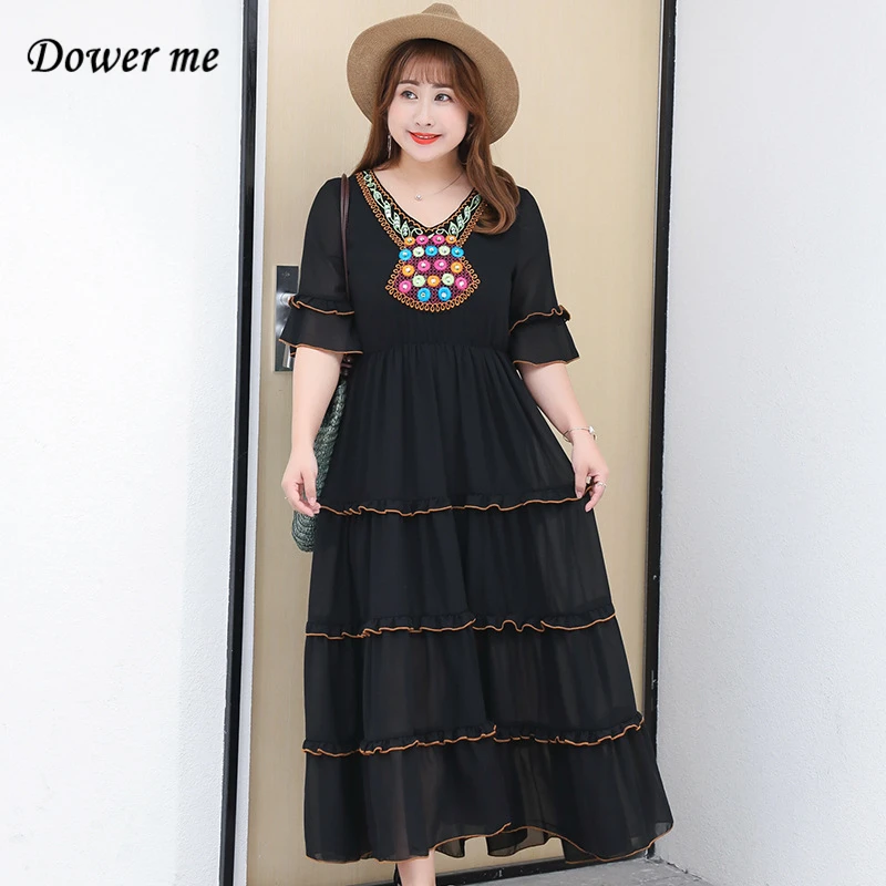 Aliexpress.com : Buy Summer Ladies Frocks 2018 Plus Size V Neck Half ...